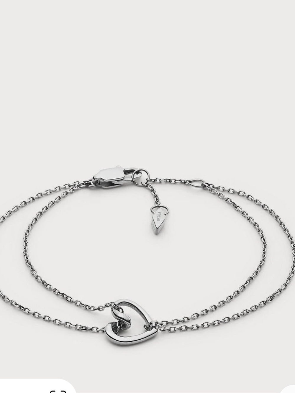 FOSSIL  Women's Sawyer Silver-Tone Chain Bracelet Ensured Badge